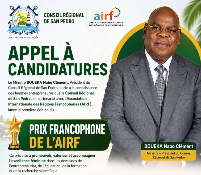 Côte d’Ivoire : Le Conseil régional de San-Pedro lance le prix francophone de l’AIRF
